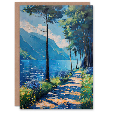 Grußkarte Lake District Acryl Landschaft Sommer England blanko Geburtstag