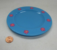 Fisher Price Fun W/ Food Blue Plate Flowers Dish 5.25" For Little Tikes Kitchen