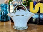 Vintage Westmoreland Milk Glass Double Handled Basket - Excellent Cond.