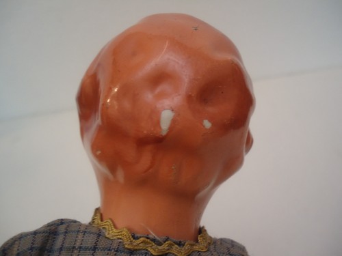 Muñeca niña antigua vintage juguete - cuerpo de tela, composición cabeza Aradeanca? - Imagen 10 de 12