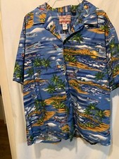 RJC Hawaiian Shirt Men's 2X Blue Cotton Fighter Planes Print Airplanes USA Made