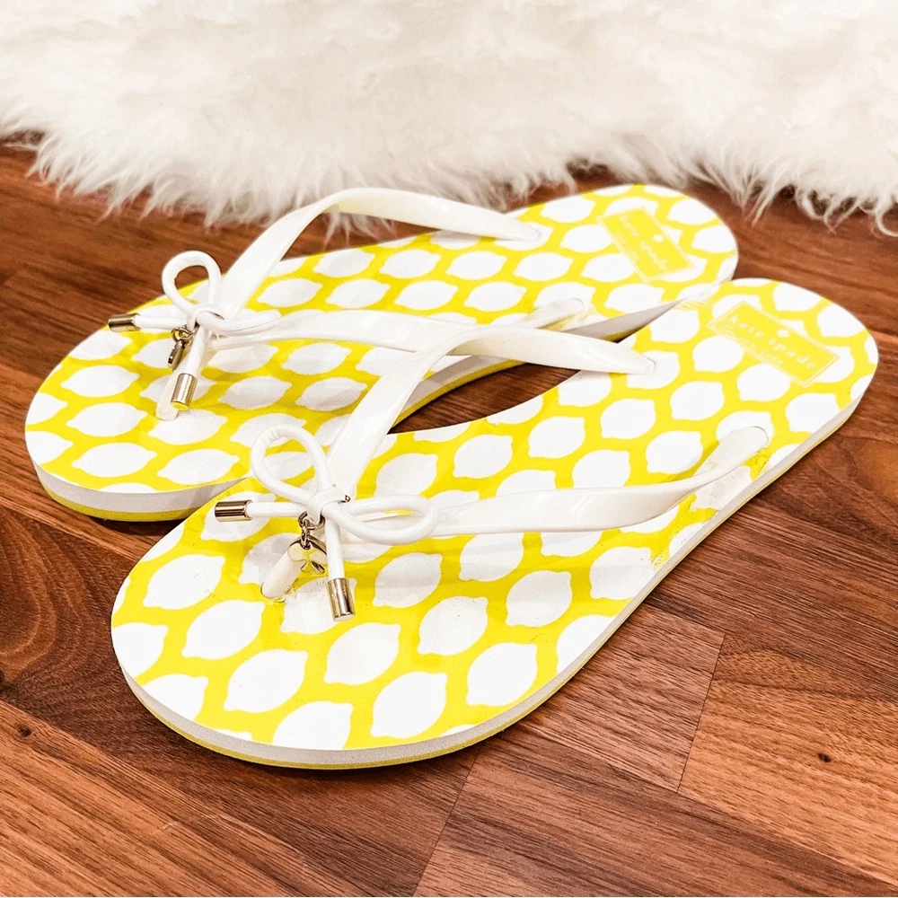 Kate Spade Women s Nova Flip Flop w Lemon Bow Details Size 10 eBay