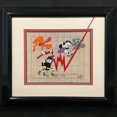 Vintage ''Rocky and Bullwinkle'' Hand Painted Cel By Jay Ward Productions Inc