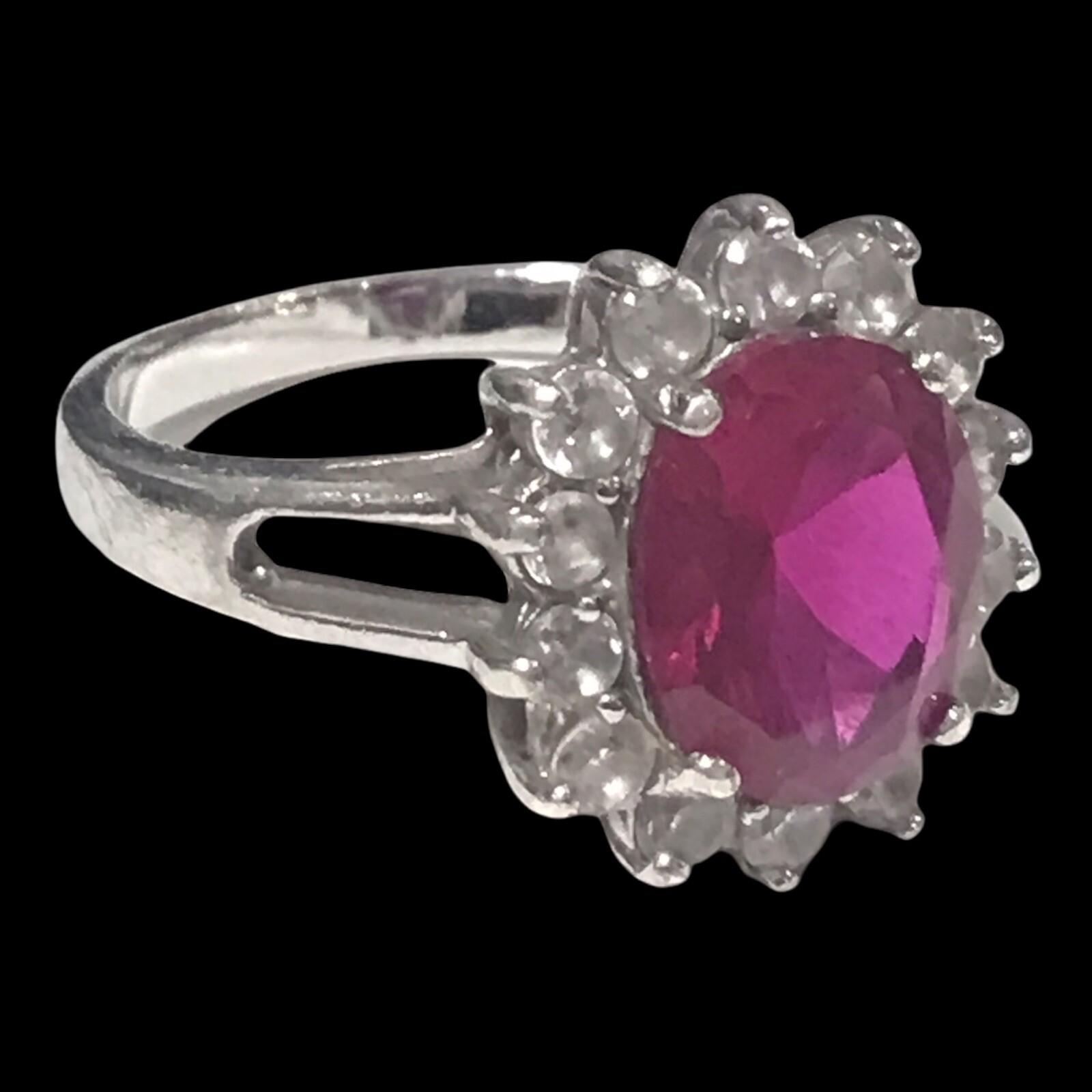 sterling silver Large Tested  ruby signed Size 8 … - image 1