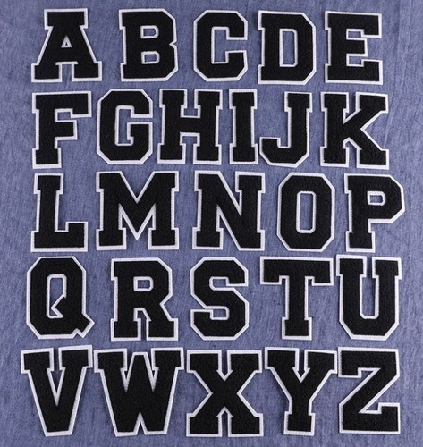 Large Black 8CM Towel embroidery A-Z Alphabet Letter Iron On Patch Craft - Picture 4 of 6