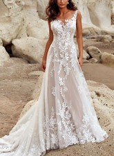Abito da sposa pizzo foglia abito da sposa spalline bottoni avorio champagne n.misura