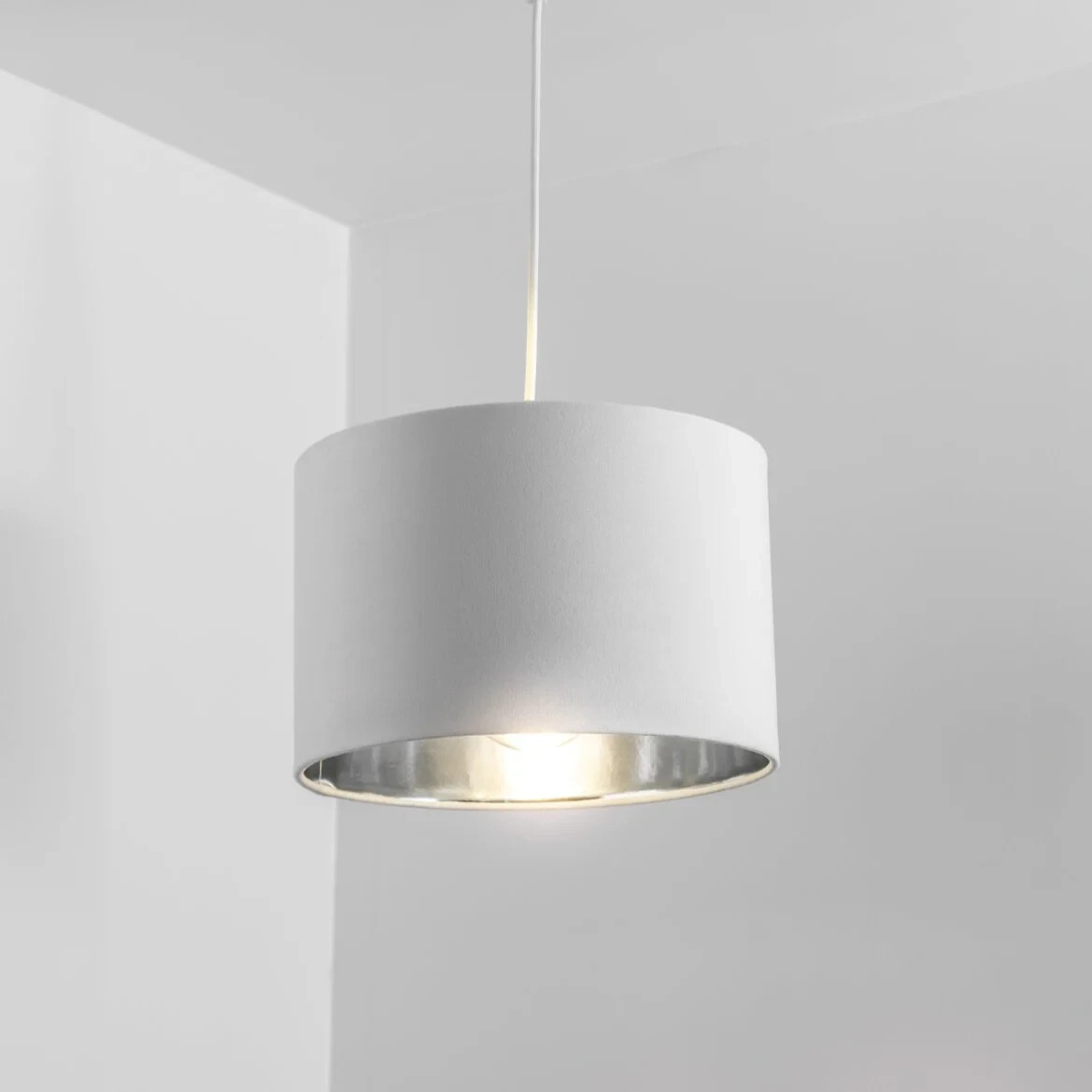 CGC Cream White Beige Silver Inner 30cm Drum Lamp Shade Pendant Table Lamp 30cm