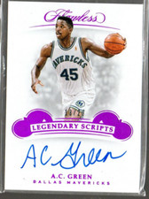 2018-19 Panini Flawless Legendary Scripts Pink #2 A.C. Green Auto /20