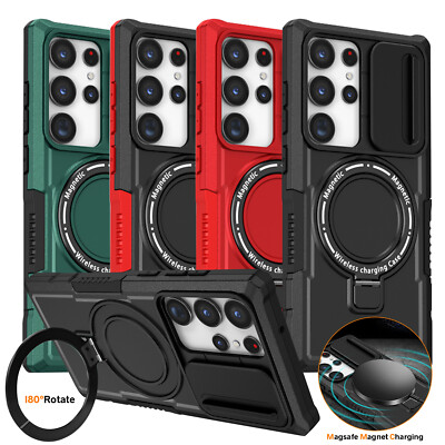 For Samsung Galaxy S23 Ultra S22 S21 FE Magnetic Mag Safe Ring Stand Hard Case