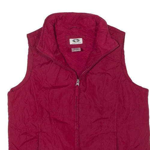 ATHLETIC WORKS Fleece Lined Puffer Gilet Maroon Womens L - Picture 2 of 6