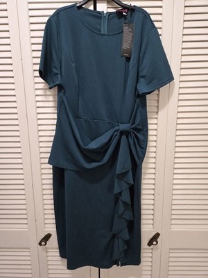 Hanna Nikole Green Peplum Ruffle Cocktail Pencil Dress Women s Size 14W