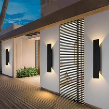 Modern Outdoor Wall Lamp, IP65 Waterproof Black/White Aluminum Up Down LED Light