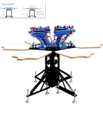 Screen Press with Shirt Pallet Screen Printer for T-shirt DIY 6 Color 6 Station