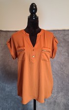 Lily White Women s Orange Short Sleeve V-neck...