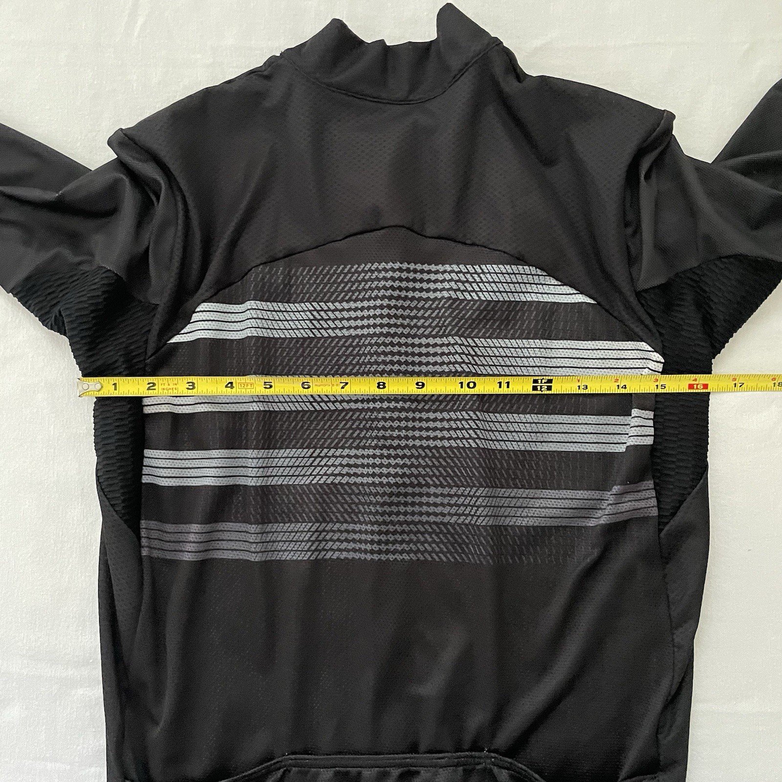 Castelli Men Cycling Jersey MEDIUM Black Gray Stripe Short Sleeve Aero Fit Speed
