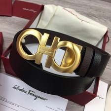 New Salvatore Ferragamo Men's Gancini Black/Brown Reversible Belt