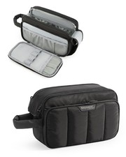 BAGSMART Travel Toiletry Bag for Women, Wide-open Makeup Organizer, Black