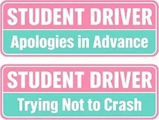Student Driver Magnet for Car - 2-Pack Reflective Funny Magnetic Bumper Sticker