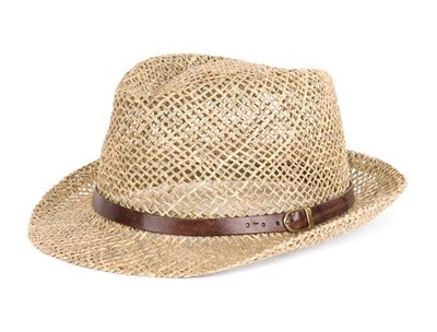 NWT EZZELINO straw Fedora HAT havana open-weave luxury Italy 55 S