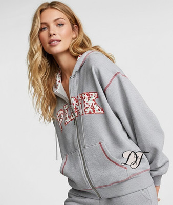 PINK x Frankies Bikinis Size Medium Full Zip Hooded Sweatshirt NWT