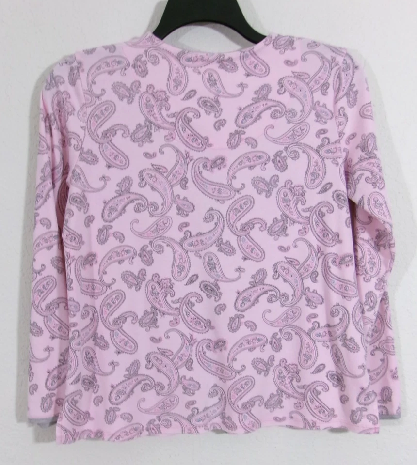 Celestial Dreams Pink and Gray Paisley 2-Piece Pajama Set Women's Medium 8-10 - Image 4 of 4