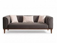 Graues Modernes 3-Sitzer-Sofa Stoff Sofa Mit Kissen Wohnzimmer