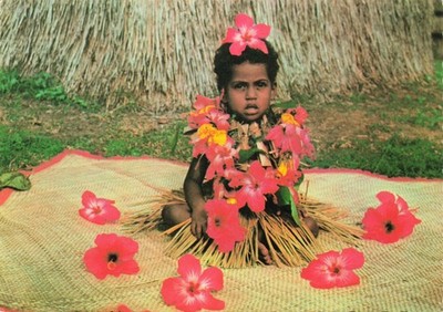 A Little Beauty Fiji Child Girl Fijan Costume Vintage Postcard