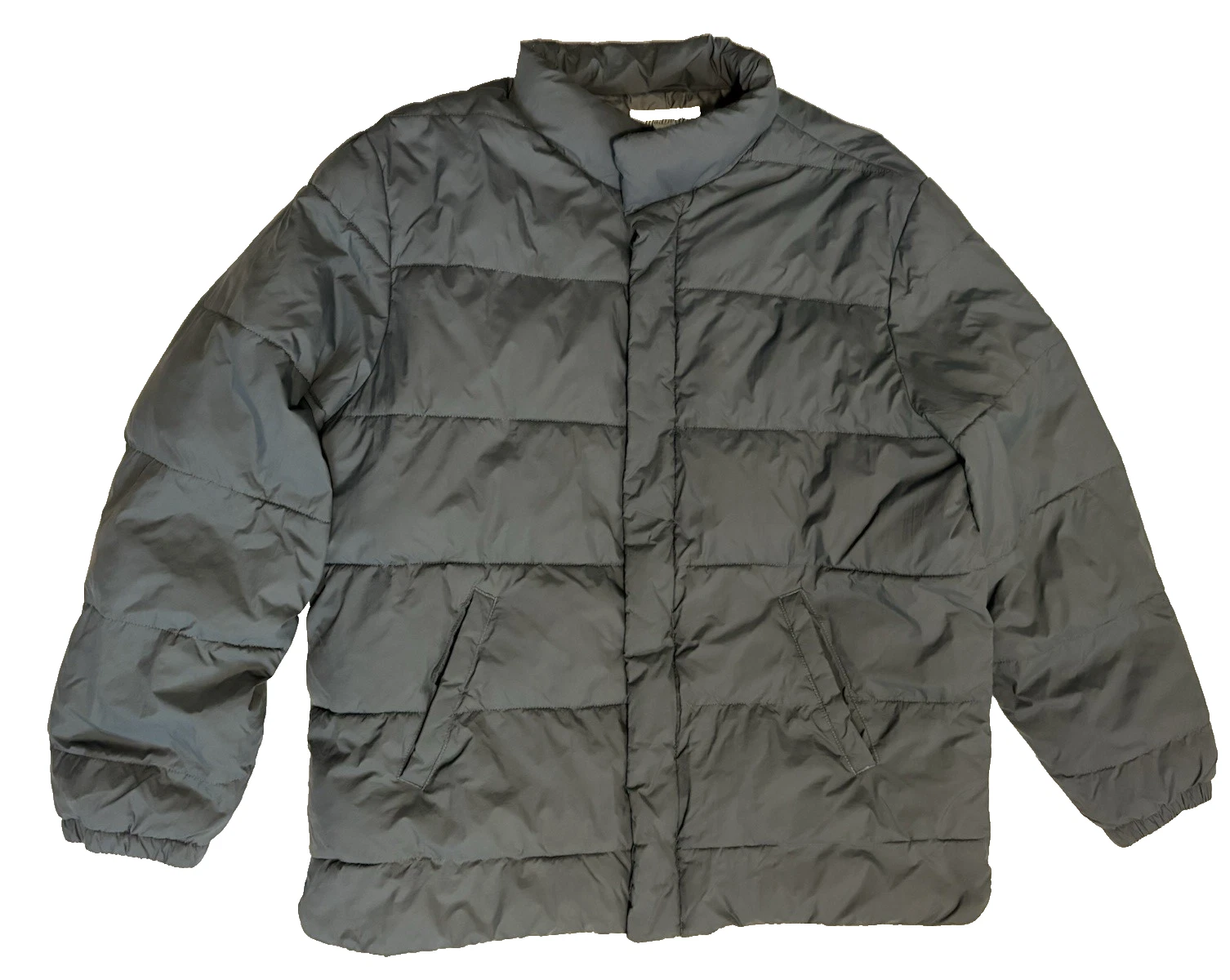 Madewell Quilted Puffer Jacket Mens L Gray Full Zip Stand Up Collar Winter Coat