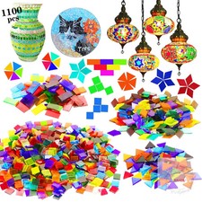 1100 Pcs Mosaic Tiles, Glass Mosaic Tiles for Crafts Bulk, Stained Mosaic Glass