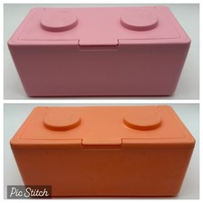 2 Vintage Chubs Stackable Baby Wipes Storage Containers EMPTY Orange Pink