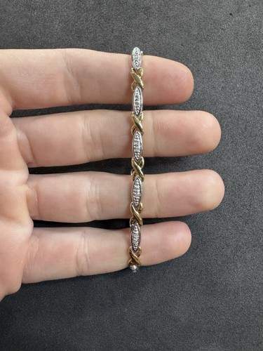 11.2g VTG Sterling Silver 925 Diamond Tennis Bracelet 7.5” Jewelry lot S