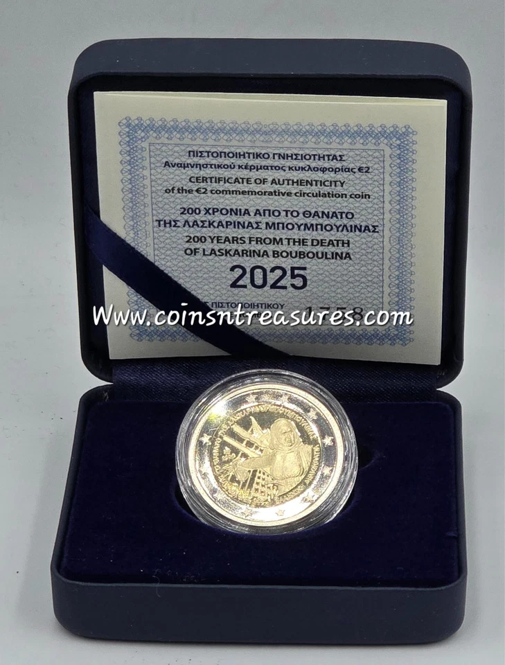 Grecia 2025 BOUBOULINA 2 euro moneta d'argento proof - Immagine 2 di 2