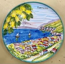 Vietri Pottery 10’’ Plate With Sorrento Scenery.Made/painted by hand in Italy
