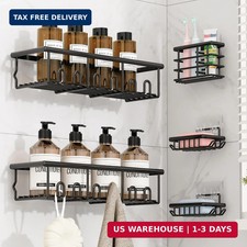 5 Pack Adhesive Bathroom Holders Dispensers for Kids Adults, Black