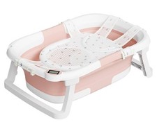 Collapsible Baby Bathtub,Baby Bath Tub with Soft Cushion  Thermometer,