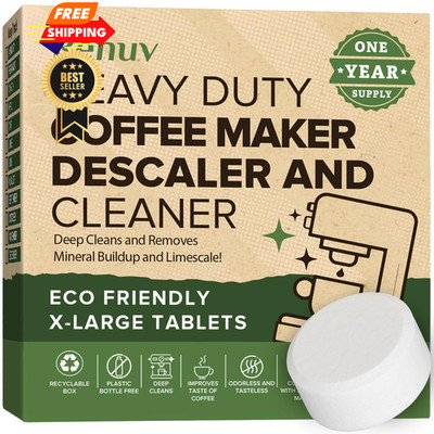 Renuv  Coffee Maker Cleaner & Descaler Tablets, 1 Count (Pack of 12), White