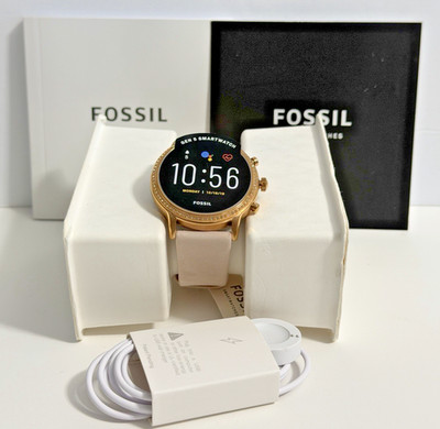 Fossil Gen 5 Smartwatch Julianna HR Rose Gold-Tone Case Pink Leather Band New