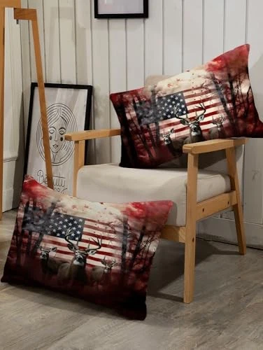  Juego de edredón bandera americana rojo y blanco alce EE. UU. tamaño edredón para niños King Rwl Foto 3 de 4