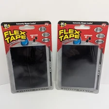 Flex Tape Black 3"x4" 2 Packs, 4pcs Total Waterproof Strong Rubberized Leak Seal