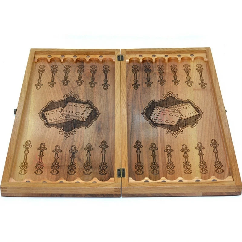 Handmade Wooden Backgammon Set "Atlas" – 21.6 in Carved Board - Image 4 of 4