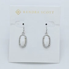 New Kendra Scott Lee Silver Drop Earrings In White Shell