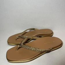 Vionic Sparkle Bayview Vista Shine Thong Sandals Flat Silver Women's Comfort 7