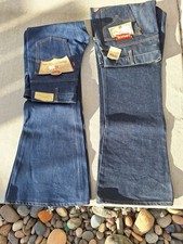 2 LEVI ORANGE TAG BELL BOTTOMS,FIRST PAIR 31 X 34 OTHER ONE 42 X 34 ,1970S Era