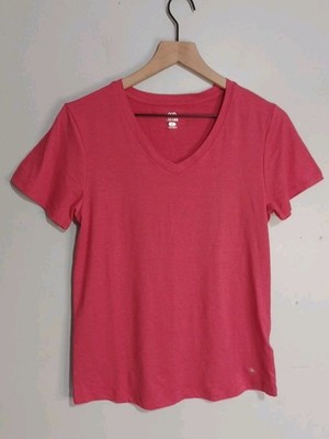 Leg3nd V Neck Tee Womans Sz M Red Athletic Soft Short Sleeve Activewear Top   L9