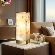 Alabaster Rechargeable Table Lamp for Living Room Bedroom Nightstand (Bulb Inclu