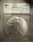 1996 Key date Silver Eagle Dollar MS69 ICG Certified Lowest Mintage In Bu Series