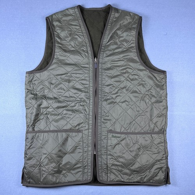 #ad Barbour Mens Polarquilt Reversible Zip In Vest Liner Olive Green Large L Quilted $69.99
