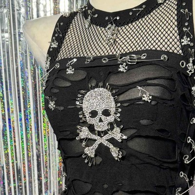 Goth Tops Emo Clothing Punk Mini Rock Clothes Grunge Gothic Tank Y2K Sexy