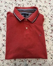 Tommy Hilfiger Herren Polo XL Rot Kurzarm Piq...