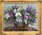 Peinture à l'huile soviétique signée Natalia Navashina Krandievskaya "Lilas d...